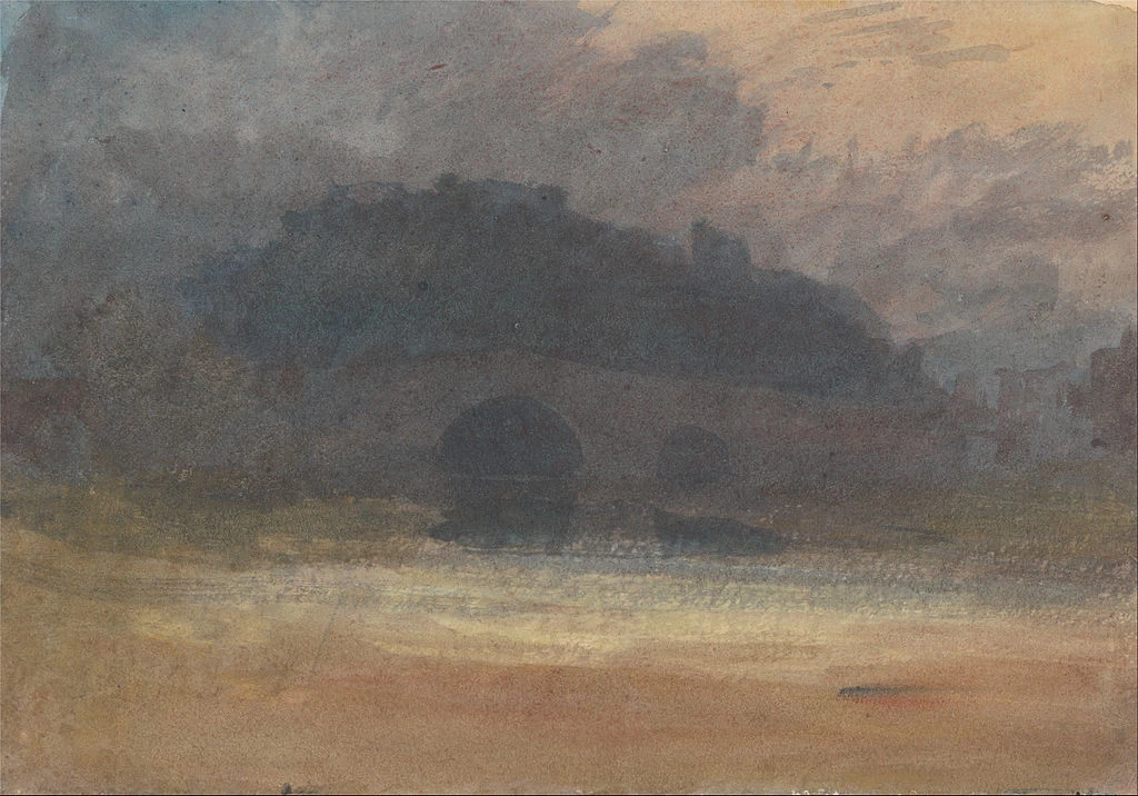 Paesaggio serale con castello e ponte nello Yorkshire, 1798